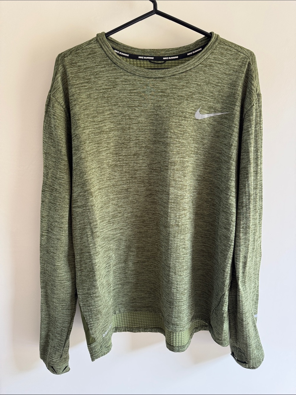 nike running dri-fit green reflective top size xl lightweight